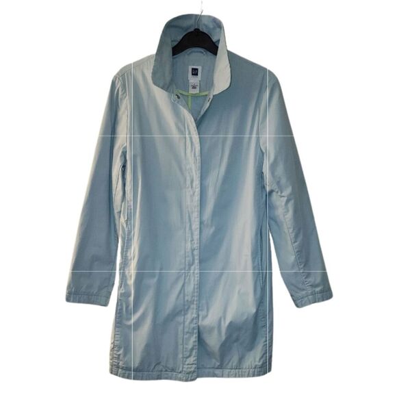 Gap‎ Factory Store Blue Grunge Lightweight Cotton Trench Coat Women’s Small - Picture 1 of 6